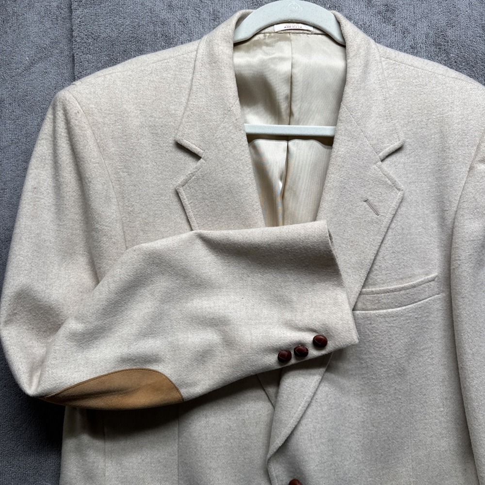 Bachrach Blazer Mens 42R‎ Tan Elbow Patches Sport Coat Jacket Office Wedding